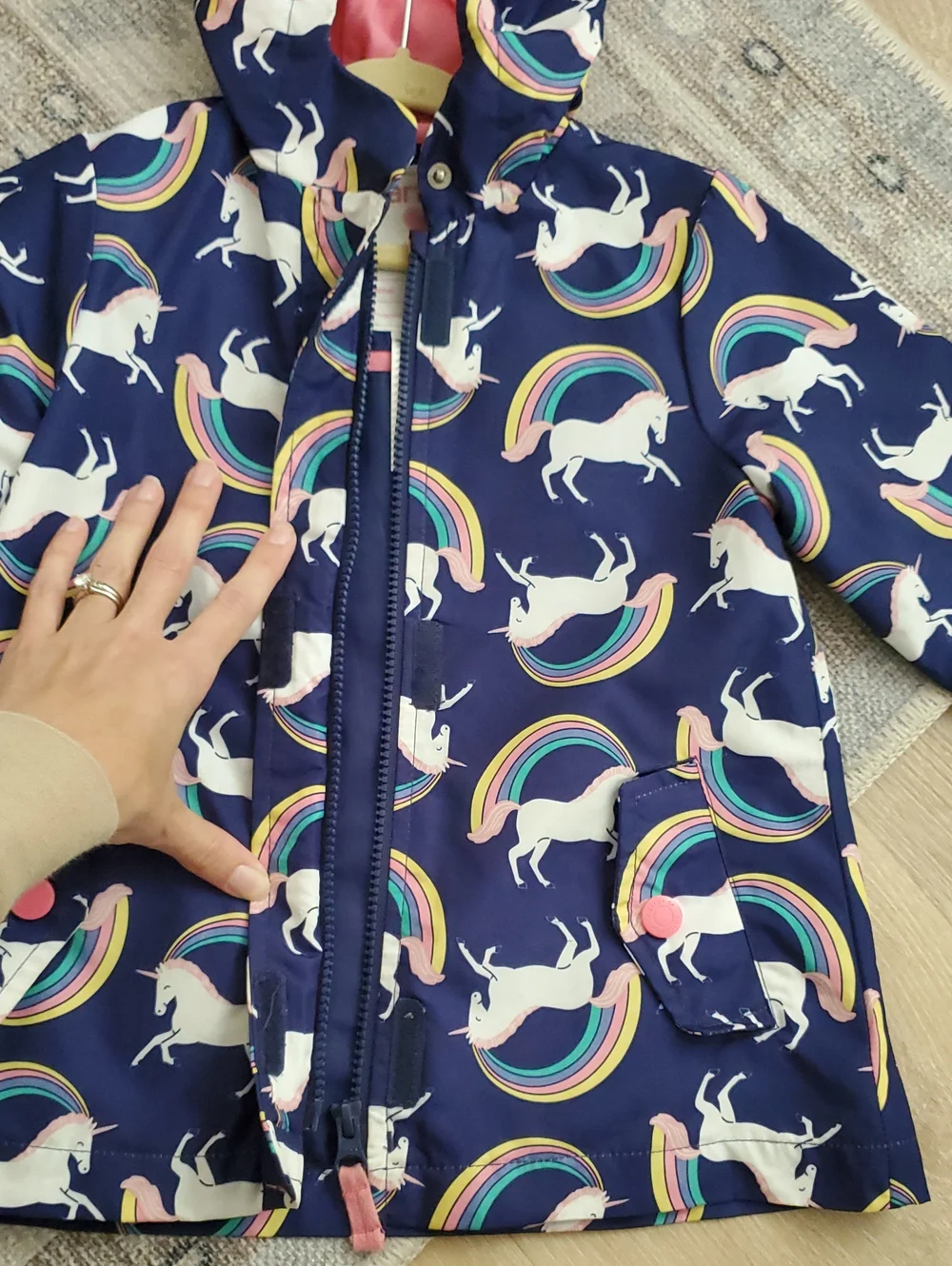 Carters Toddler Girls Rainbow Unicorn Rain Jacket Hooded Coat Sz3T